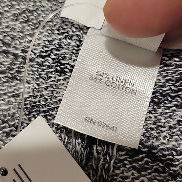 Pure Jill Elliptical Pullover Knit Top Black White Linen Blend, size 2X - Picture 8 of 9